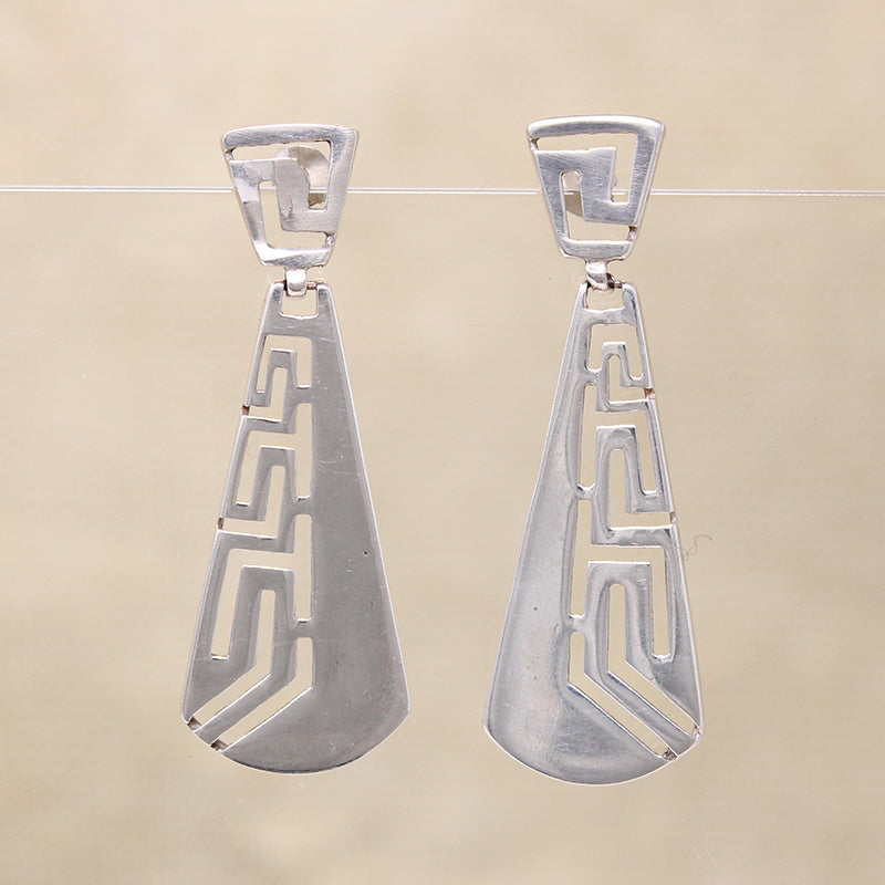 Pendulum Cutout Sterling Silver Statement Earrings