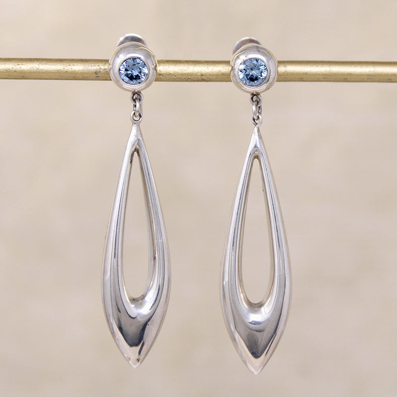 Sensual Sterling & Blue Topaz Pendulum Earrings
