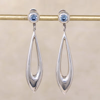 Sensual Sterling & Blue Topaz Pendulum Earrings