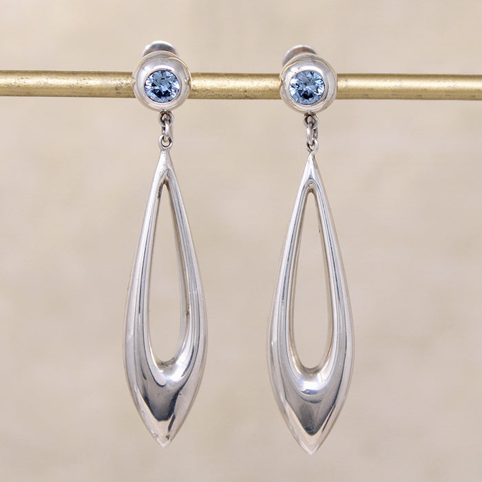 Sensual Sterling & Blue Topaz Pendulum Earrings