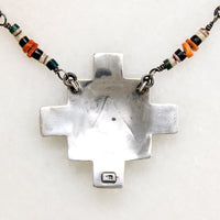 Inlaid Sterling Pendant on Beaded Foxtail Chain Necklace