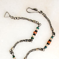 Inlaid Sterling Pendant on Beaded Foxtail Chain Necklace