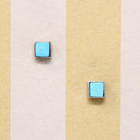 Square Turquoise & Sterling Silver Studs