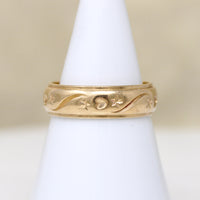 Stars & Hearts Substantial 14k Gold Band Size 8