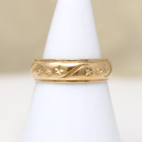 Stars & Hearts Substantial 14k Gold Band Size 8