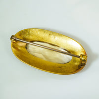 Hand Engraved 18k Gold Citrine Brooch
