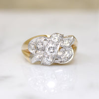 Swirling Two-Tone Gold & Diamond Ring