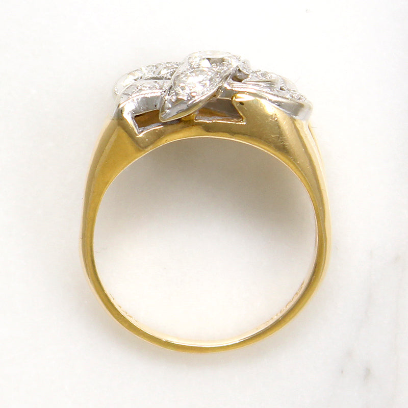 Swirling Two-Tone Gold & Diamond Ring