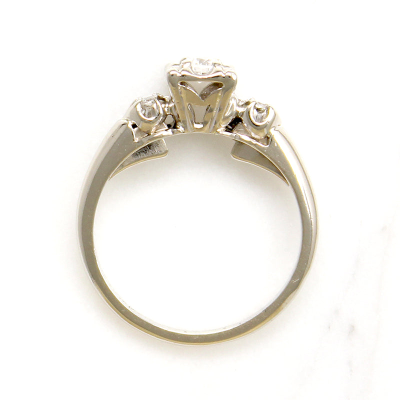 Sweet Vintage Diamond & White Gold Engagement Ring