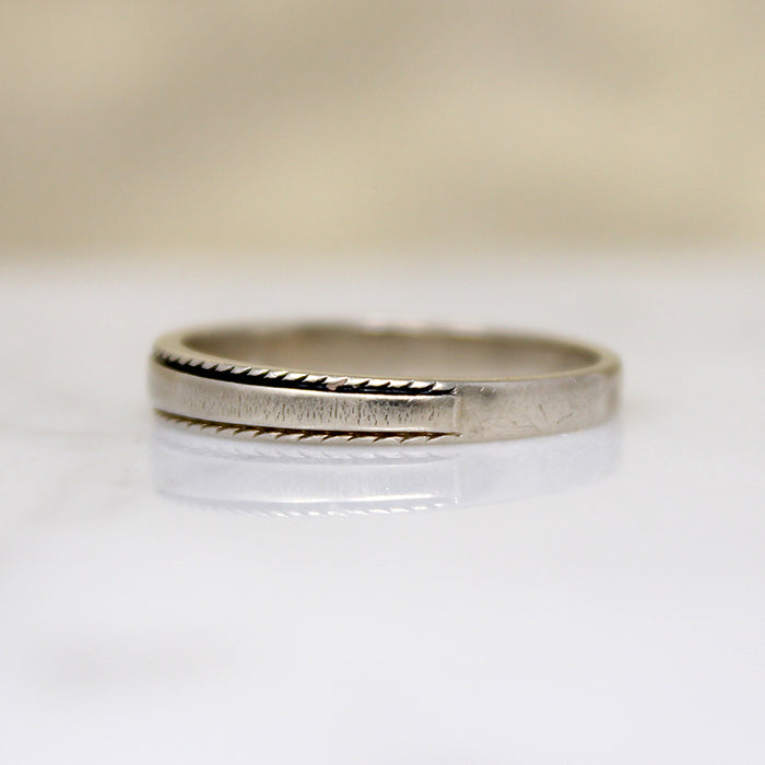 Unusual Tapered White Gold Band with a Twist