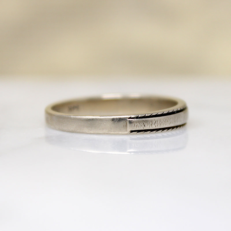 Unusual Tapered White Gold Band with a Twist