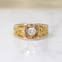 Swanky Gold Nugget Signet Ring with Diamond