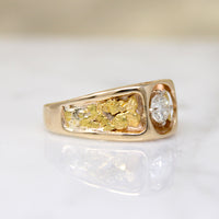 Swanky Gold Nugget Signet Ring with Diamond