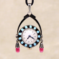 Fantastic Enameled Jazz Age Pendant Watch