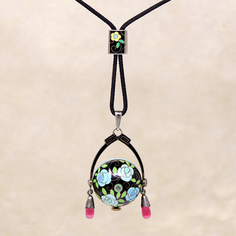Fantastic Enameled Jazz Age Pendant Watch