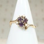 Amethyst and Pearl Cluster in Victorian Bypass Ring