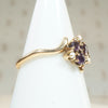 Amethyst and Pearl Cluster in Victorian Bypass Ring