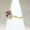 Amethyst and Pearl Cluster in Victorian Bypass Ring