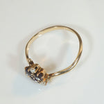Amethyst and Pearl Cluster in Victorian Bypass Ring