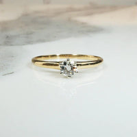 Eccentric Old Mine Cut Diamond in Dainty Gold Ring