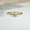 Eccentric Old Mine Cut Diamond in Dainty Gold Ring