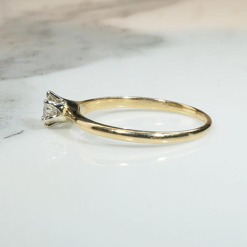 Eccentric Old Mine Cut Diamond in Dainty Gold Ring