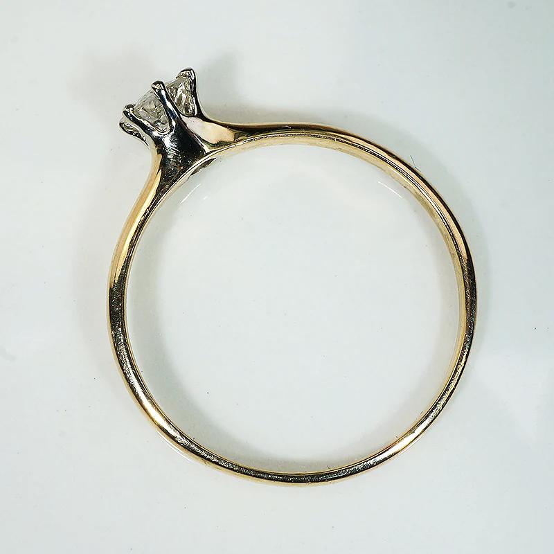 Eccentric Old Mine Cut Diamond in Dainty Gold Ring