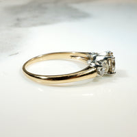 Trilogy Engagement Ring with Cognac Center Diamond