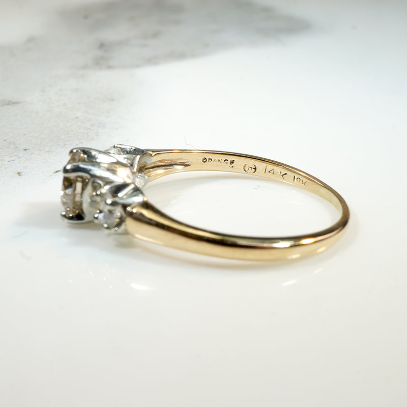 Trilogy Engagement Ring with Cognac Center Diamond