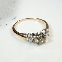 Trilogy Engagement Ring with Cognac Center Diamond