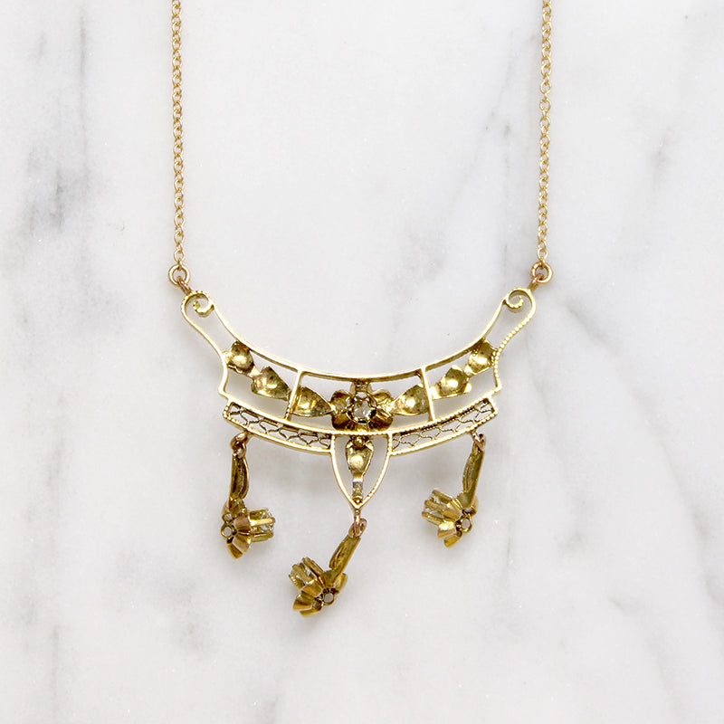 Dainty Diamond & Gold Floral Garland Necklace