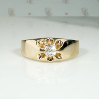 Old Mine Cut Diamond in Size 10.5 Gold Belcher Band