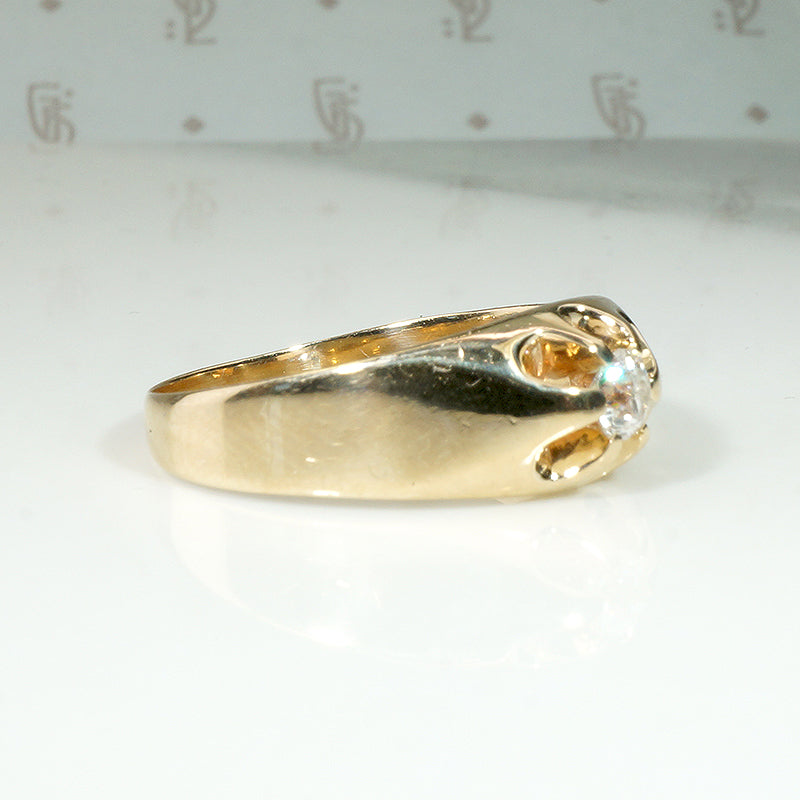 Old Mine Cut Diamond in Size 10.5 Gold Belcher Band