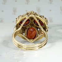 Cheerful Garnets & Daisies Cocktail Ring