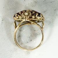 Cheerful Garnets & Daisies Cocktail Ring