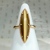 Modernist Tigers Eye Navette Ring from ESEMCO