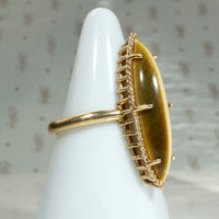 Modernist Tigers Eye Navette Ring from ESEMCO