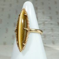 Modernist Tigers Eye Navette Ring from ESEMCO