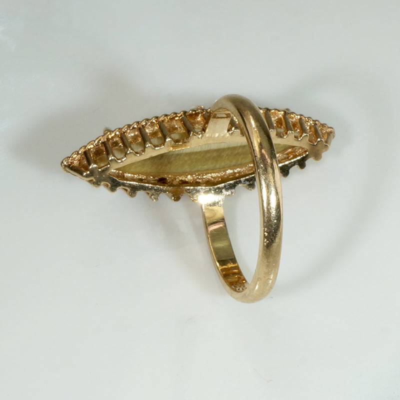 Modernist Tigers Eye Navette Ring from ESEMCO