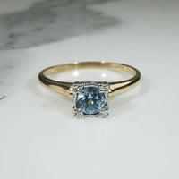 Shimmering Aquamarine in Palladium & Gold Solitaire