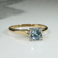 Shimmering Aquamarine in Palladium & Gold Solitaire
