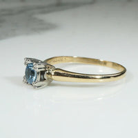 Shimmering Aquamarine in Palladium & Gold Solitaire