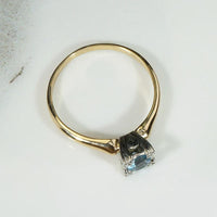 Shimmering Aquamarine in Palladium & Gold Solitaire