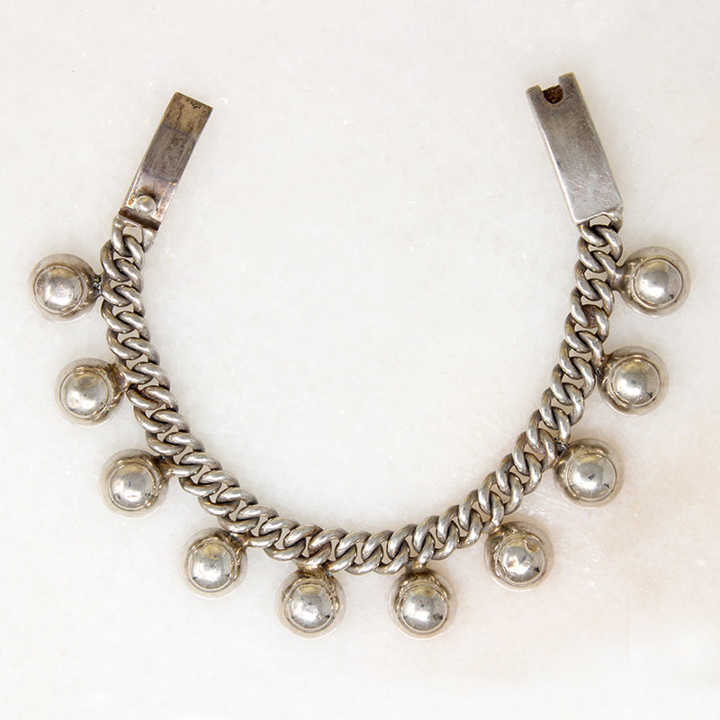 Edgy Mexican Sterling Ball & Chain Bracelet