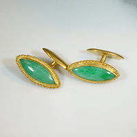 Rare Grade "A" Jadeite & 24k Gold Chinese Cufflinks