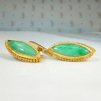 Rare Grade "A" Jadeite & 24k Gold Chinese Cufflinks