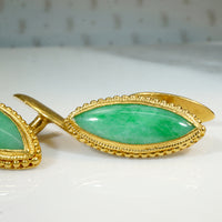 Rare Grade "A" Jadeite & 24k Gold Chinese Cufflinks