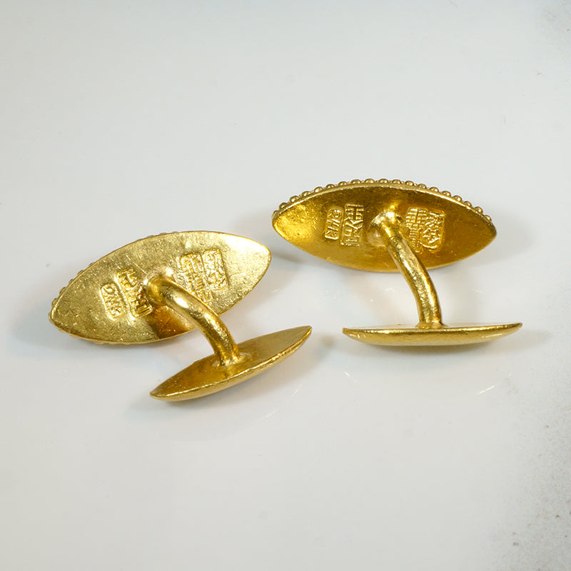 Rare Grade "A" Jadeite & 24k Gold Chinese Cufflinks