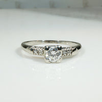 Classic 1940s Diamond Engagement Ring in White Gold