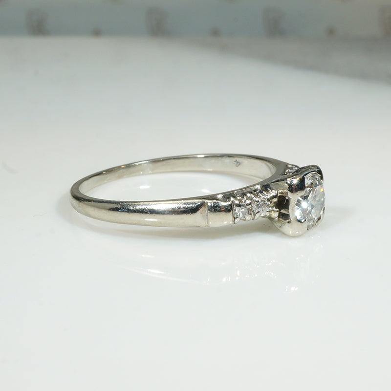 Classic 1940s Diamond Engagement Ring in White Gold